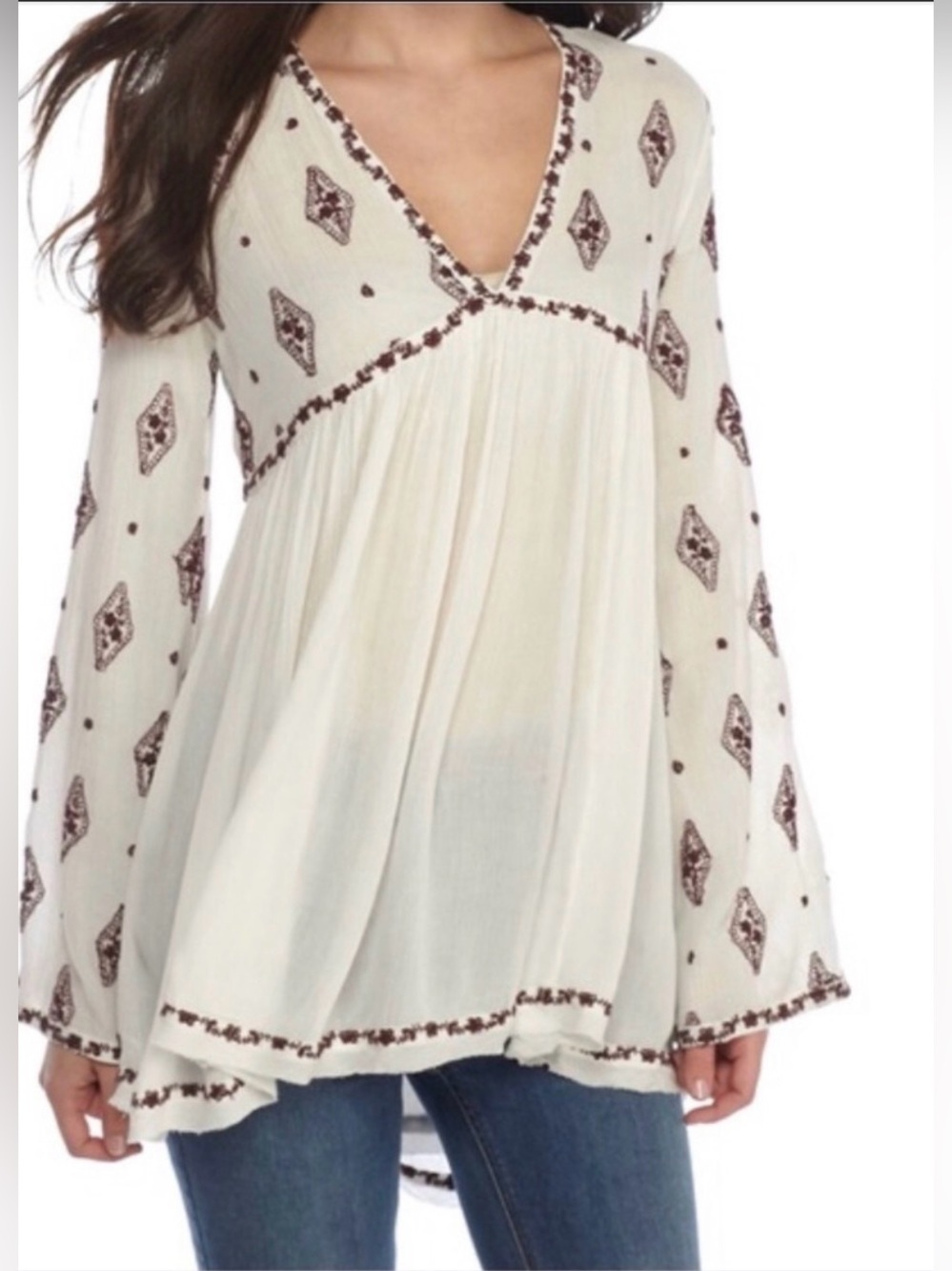 Free People Diamond Embroidered Top size medium